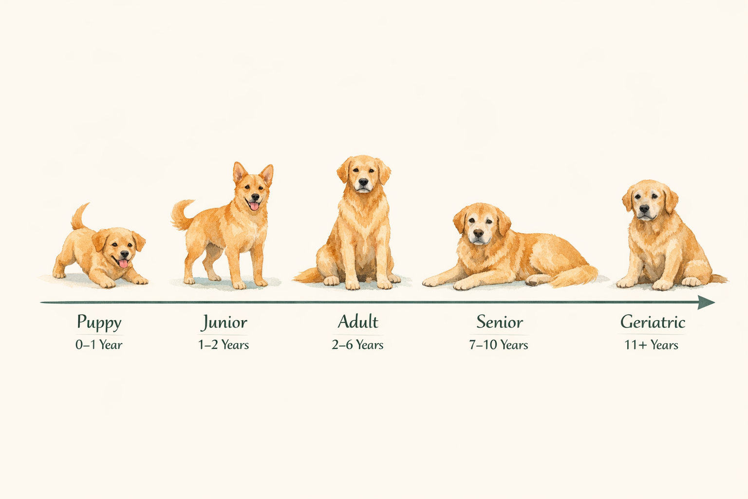 犬のライフステージ: パピー、ジュニア、成犬、シニア、高齢期